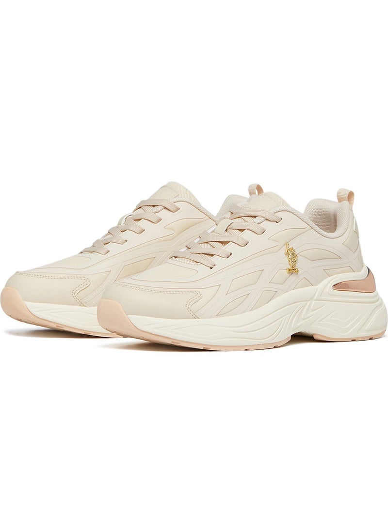 U.S. Polo Assn. Women's Beige Low-Top Premium Ramadan Exclusive Sneakers – Metallic Shine, Effortless Elegance!  - Image 2
