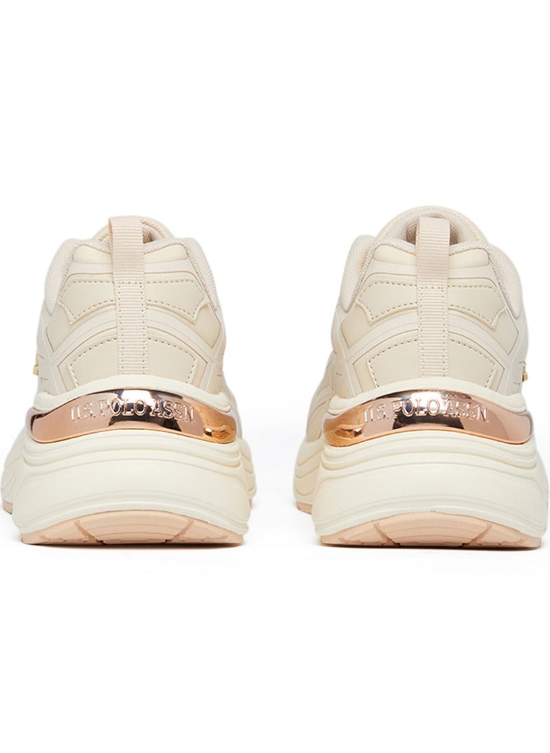 U.S. Polo Assn. Women's Beige Low-Top Premium Ramadan Exclusive Sneakers – Metallic Shine, Effortless Elegance!  - Image 5