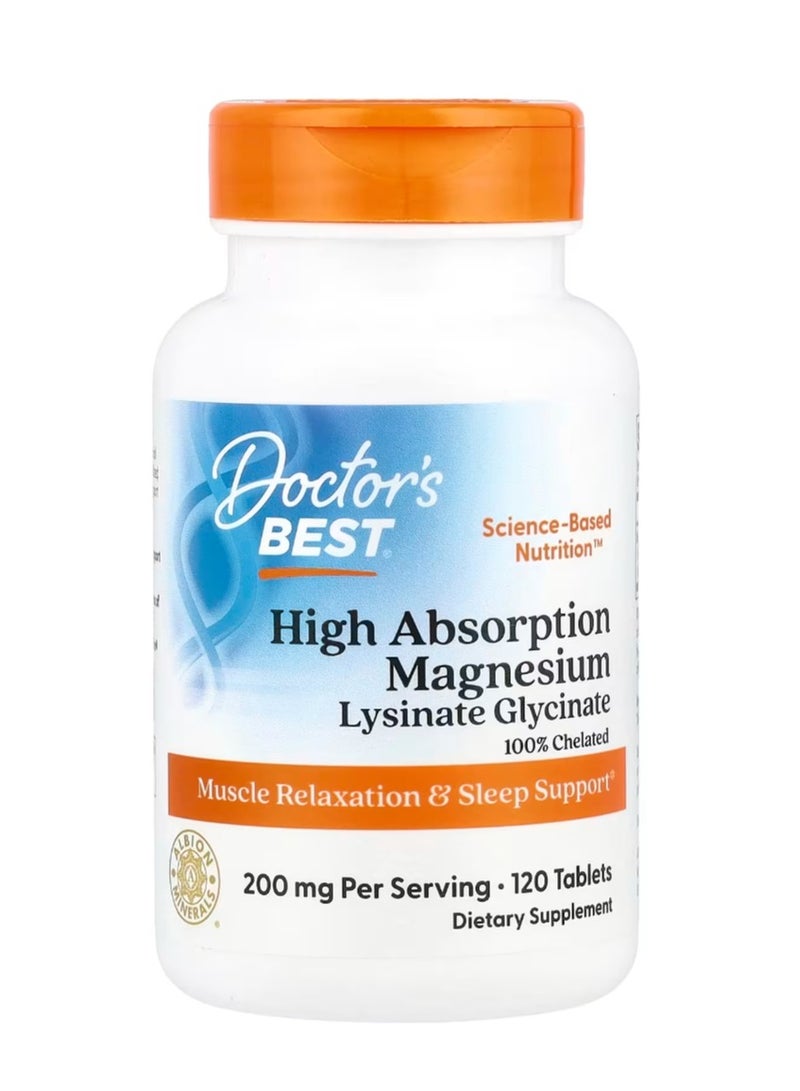 Doctor's Best High Absorption Magnesium 200 mg 120 Tablets (100 mg per Tablet)  - Image 1