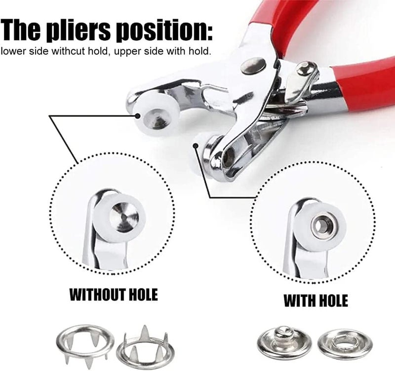 Al Arab for Import & Distribution - Ismail EL Fiky Snap Fastener Pliers Kit, Grommet Eyelet Setter Pliers and 45 Sets Metal Snaps Buttons for Fastening, Trimming Shop Brass Silver Snap Poppers Fasteners Prong Ring Press Studs with Fixing Plier Tool. - Image 4