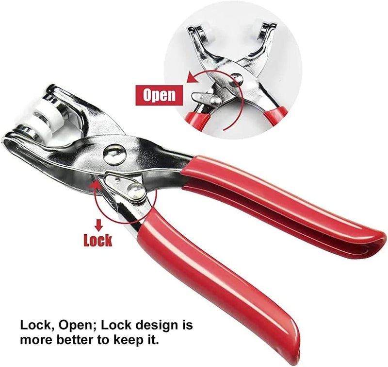 Al Arab for Import & Distribution - Ismail EL Fiky Snap Fastener Pliers Kit, Grommet Eyelet Setter Pliers and 45 Sets Metal Snaps Buttons for Fastening, Trimming Shop Brass Silver Snap Poppers Fasteners Prong Ring Press Studs with Fixing Plier Tool. - Image 2