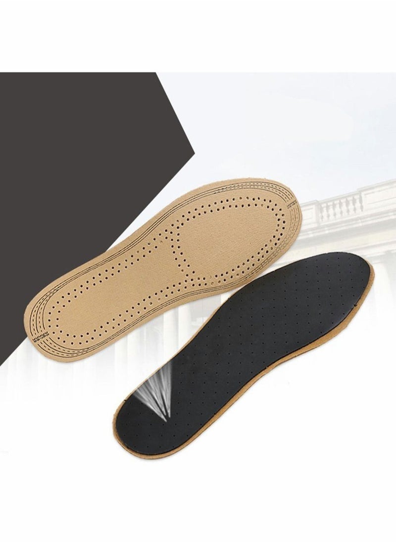 سيوسي - Leather Insoles, Ultra Thin Natural Leather Shoe Insoles, Unisex Active Carbon Insoles, Instantly Absorb Sweat, Shoes Pads for Women and Men (35-39) - Image 1