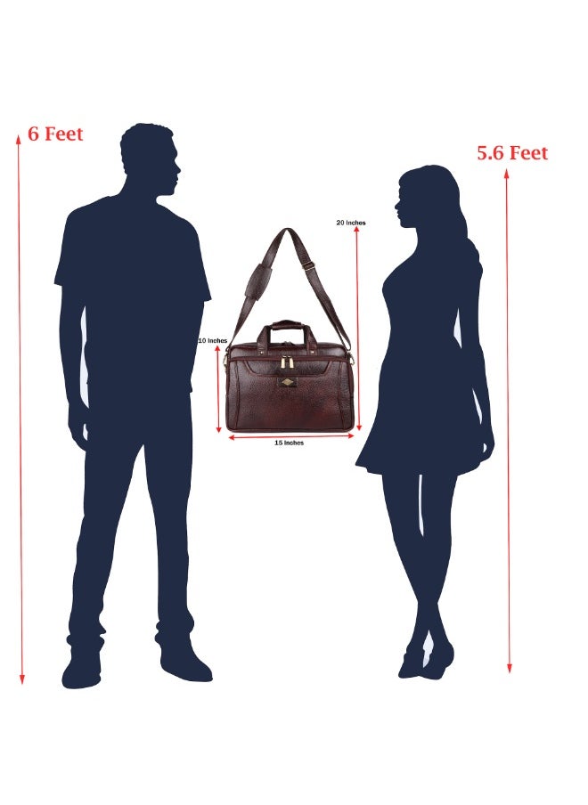 LAVERI LEATHER LAVERI Laptop Bag for Men - Leather Messenger Bag for Office - Fits up to 15 Inch Laptop - Shoulder Bag with Multiple Compartments - Executive Leather Bag for Work/Travel/Casual  - 2818  - Image 3