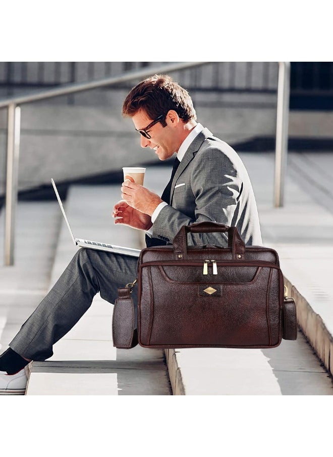 LAVERI LEATHER LAVERI Laptop Bag for Men - Leather Messenger Bag for Office - Fits up to 15 Inch Laptop - Shoulder Bag with Multiple Compartments - Executive Leather Bag for Work/Travel/Casual  - 2818  - Image 2