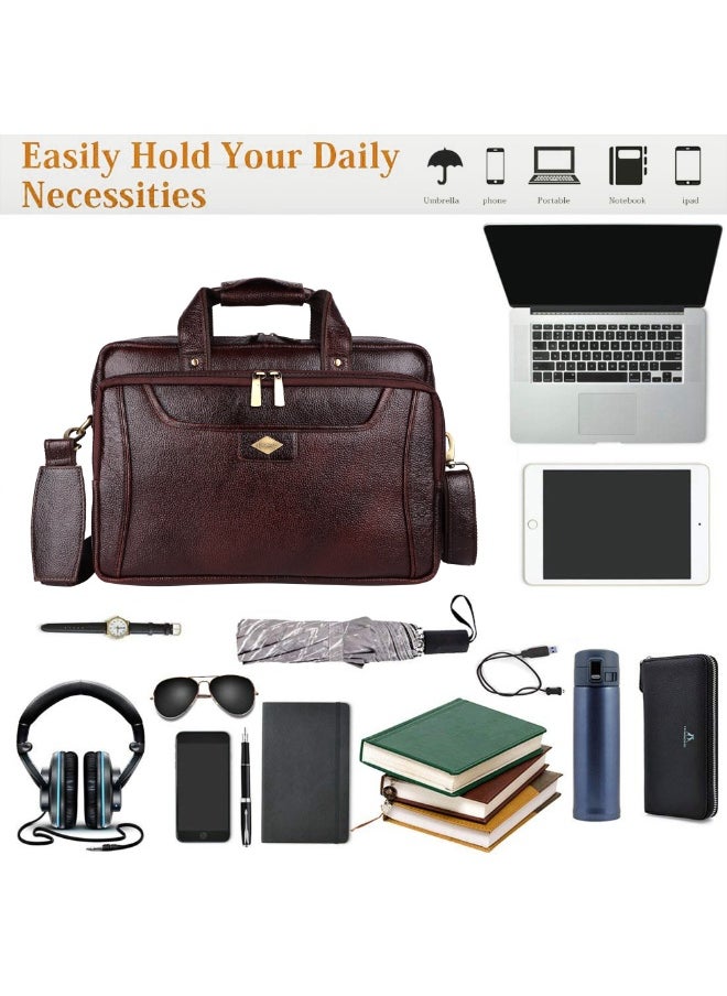 LAVERI LEATHER LAVERI Laptop Bag for Men - Leather Messenger Bag for Office - Fits up to 15 Inch Laptop - Shoulder Bag with Multiple Compartments - Executive Leather Bag for Work/Travel/Casual  - 2818  - Image 5
