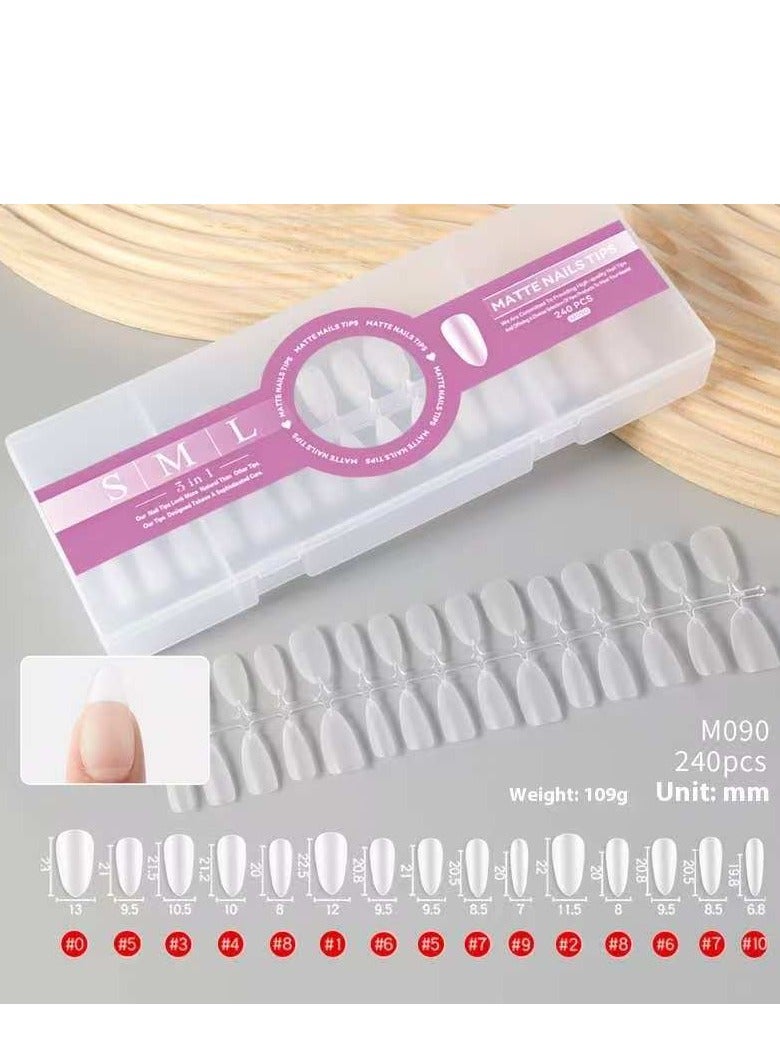 New wearable nail tips 240 pieces in a box, full-stick frosted wearable nail tips short oval, traceless and free of carving - Image 2