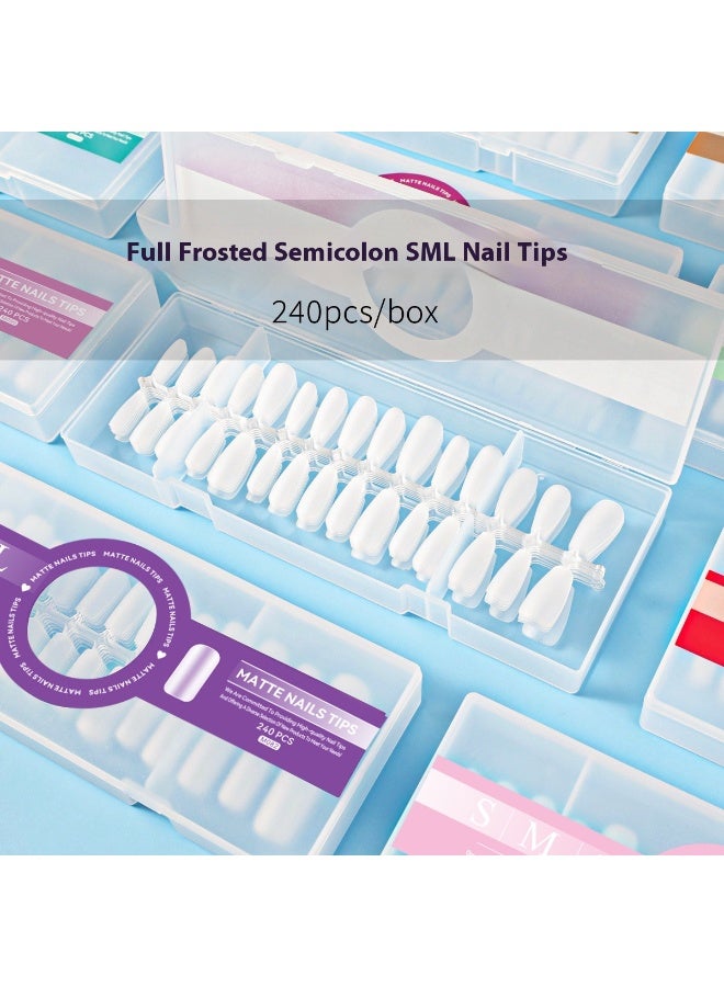 New wearable nail tips 240 pieces in a box, full-stick frosted wearable nail tips short oval, traceless and free of carving - Image 3