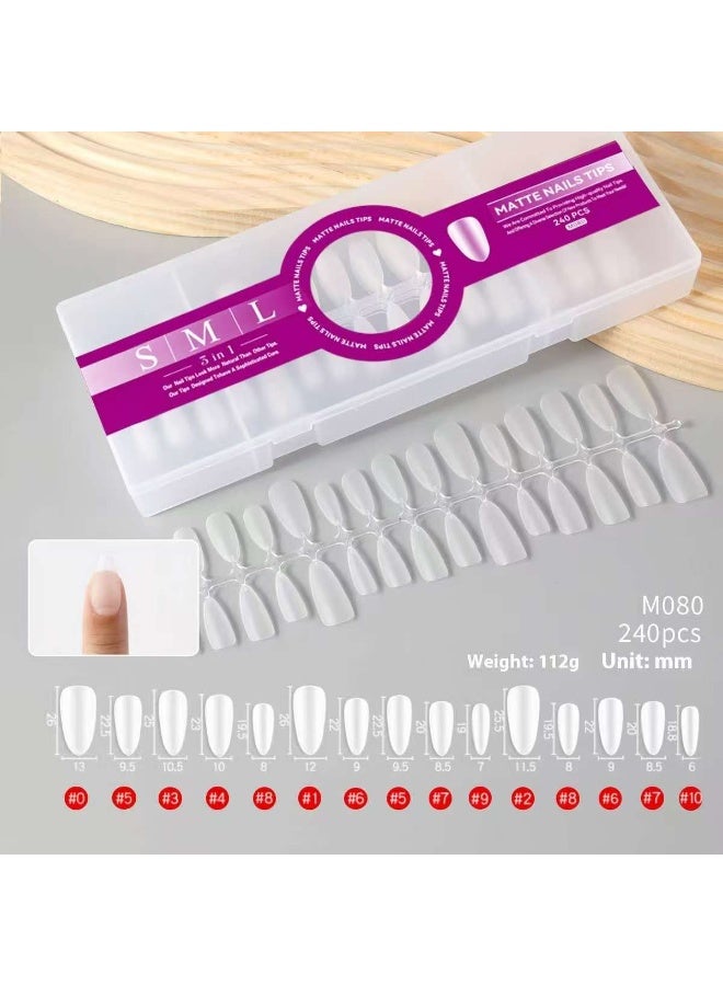 New wearable nail tips 240 pieces in a box, full-stick frosted wearable nail tips short oval, traceless and free of carving - Image 1