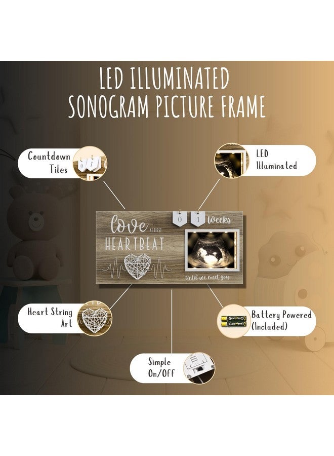 EURSET LED Illuminated Baby Sonogram Picture Frame - Countdown Weeks Feature, 4"x3" Ultrasound Photo for Pregnancy Announcements, Gender Reveal, Baby-Shower, New Mom Gifts, Keepsake for Expecting Parents - Image 3