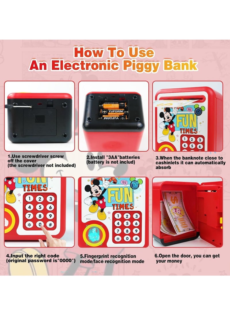 SOLARAE Electronic Piggy Bank Money Bank ATM Bank Machine Face Recognition Fingerprint Unlocking Music Player Animal Sounds Mini Piggy Bank Children's Toys Christmas Birthday Gifts - Image 3