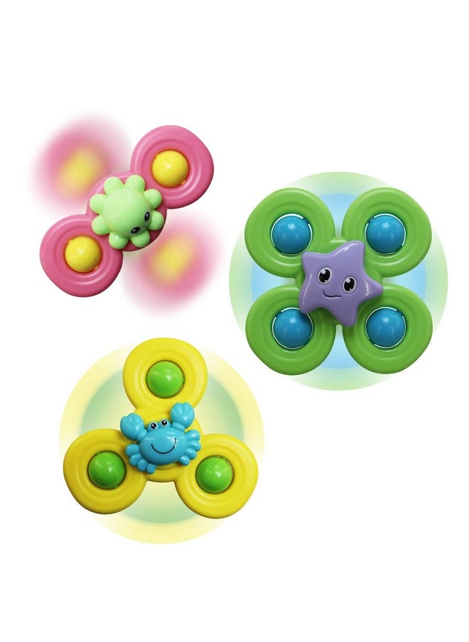 QiyuanLS 3Pcs Suction Cup Spinner Toys For 3 Year Old Baby Boy,Novelty Spinning Tops Bath Toys For Toddlers Kids Age 3 Sensory Baby Toys Girl Boy Birthday Gift (Ocean 3Pcs)  - Image 1