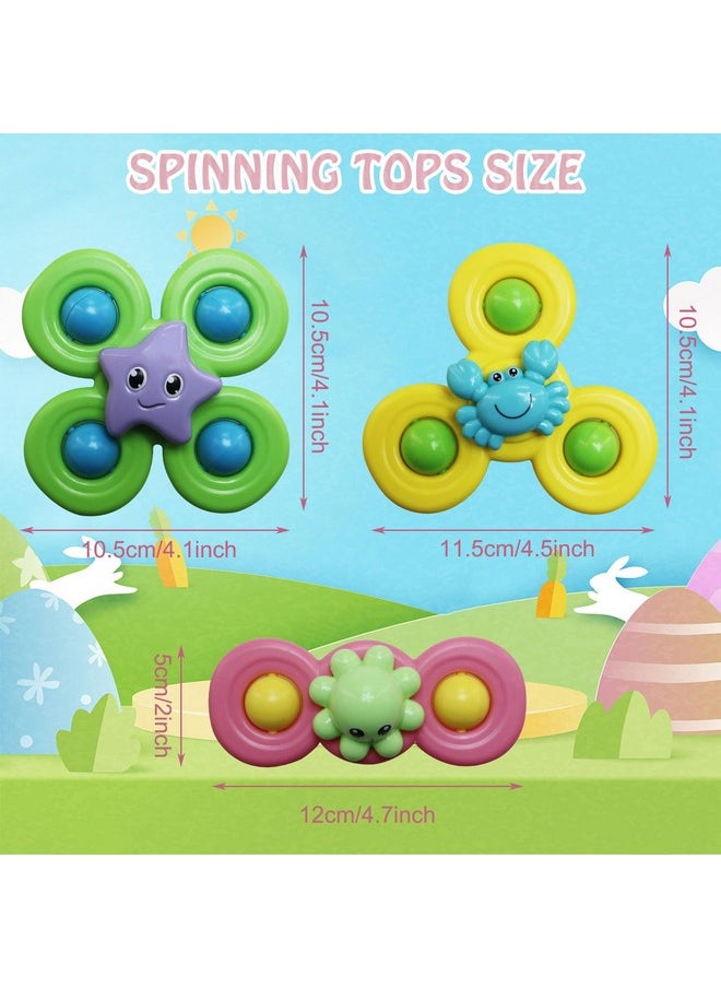 QiyuanLS 3Pcs Suction Cup Spinner Toys For 3 Year Old Baby Boy,Novelty Spinning Tops Bath Toys For Toddlers Kids Age 3 Sensory Baby Toys Girl Boy Birthday Gift (Ocean 3Pcs)  - Image 2
