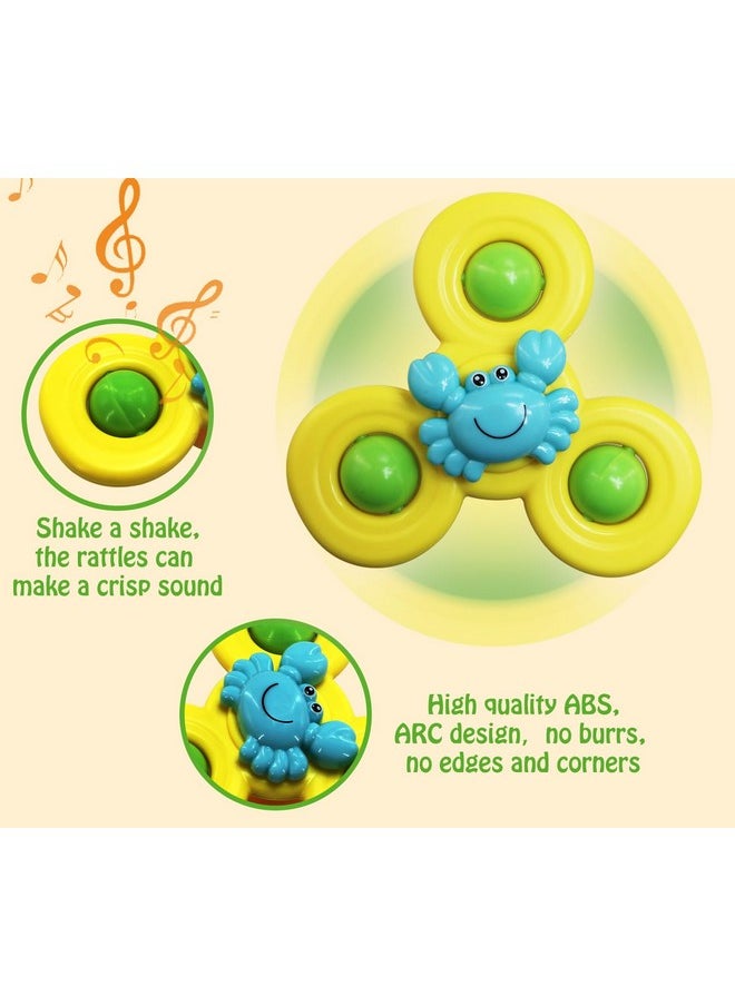 QiyuanLS 3Pcs Suction Cup Spinner Toys For 3 Year Old Baby Boy,Novelty Spinning Tops Bath Toys For Toddlers Kids Age 3 Sensory Baby Toys Girl Boy Birthday Gift (Ocean 3Pcs)  - Image 4