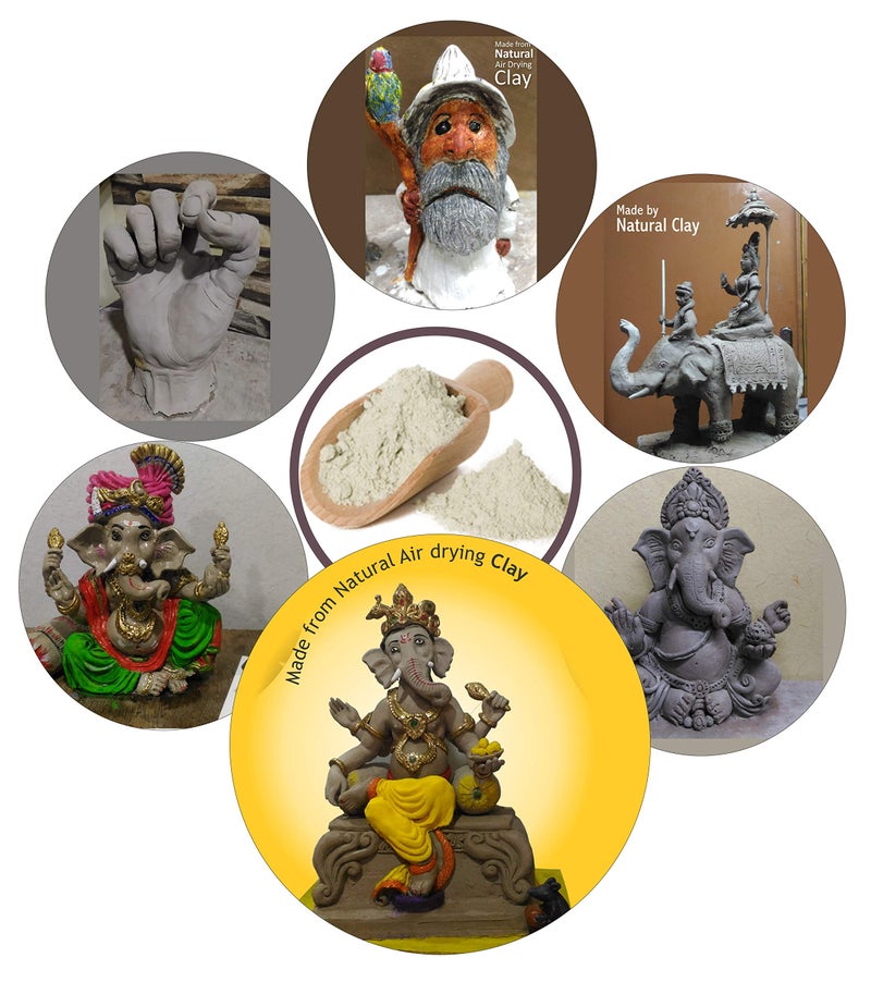 La Jarden? ?????? ????? Shadu Mati/Clay, Modelling Clay, Natural Clay, Eco Friendly/Air Dry Clay (Powder Grey 1.9kg) for Children to Play/School/College Art Students, Arts & Crafts Projects - Image 3