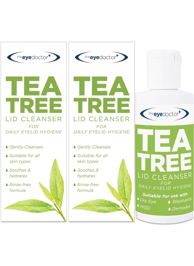 The Eye Doctor The Eye Doctor Tea Tree Lid Cleanser Twin Pack  2X 100ml  Daily Hygiene Remove Debris  Makeup Eyelid Eyelashes  Suitable for Sensitive Eyes  Tea Tree Oil Argan Oil Coconut Oil  Micellar Water 