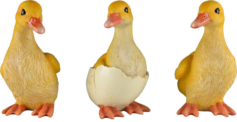 JORAE Ducks Statue Yard Garden Decorations Set of Three, Ducklings Ornament Animal Outdoor Statue, 5 Inch, Polyresin - Image 1