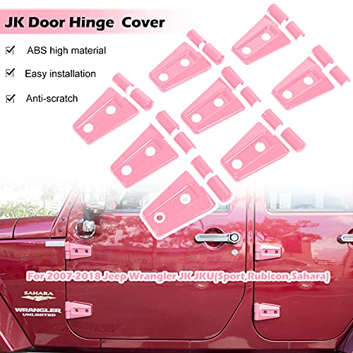 Bonbo Pink Door Hinge Cover Trim Exterior Accessories for 2007-2018 Jeep Wrangler JK JKU 2&4 Door - 8PCS - Image 2