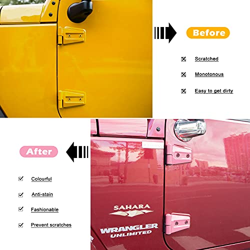 Bonbo Pink Door Hinge Cover Trim Exterior Accessories for 2007-2018 Jeep Wrangler JK JKU 2&4 Door - 8PCS - Image 3