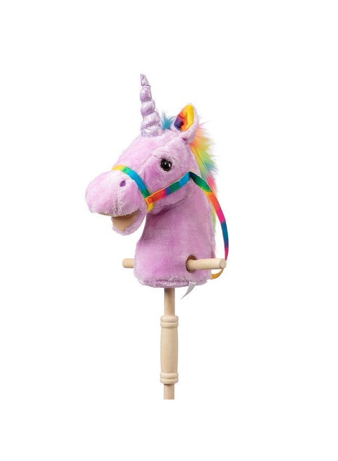 HollyHOME Plush Unicorn Stick Horse With Wood Wheels Real Pony Neighing And Galloping Sounds Plush Unicorn Toy Purple 37 Inches(Aa Batteries Required)  - Image 2