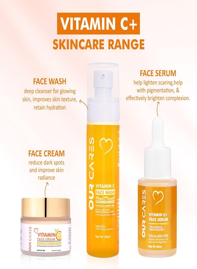 OURCARES غسول الوجه + سيروم الوجه + كريم الوجه من OURCARES Naturals بفيتامين سي | تنظيف عميق وتفتيح البشرة | مناسب لجميع أنواع البشرة - (أحجام متعددة) - Image 2