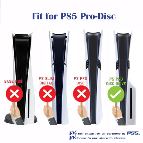 PEYANZ Faceplate for PS5 Pro (Disc Edition), Cover Plate, ABS Shell, Matt Skin, with Extra 2 Controller Silicone Covers (Black) - Image 3
