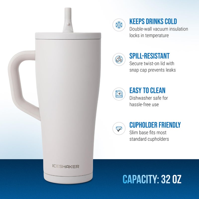 Ice Shaker 32 oz Tumbler with Handle and Straw | 32oz Sandy Beach | Cold for 30+ Hours | 2-in-1 Tumbler Shaker Bottle | Odor-Free 32 ounce Bottle for Water, Protein Shakes, Smoothies, Cocktails - Image 2