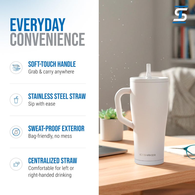 Ice Shaker 32 oz Tumbler with Handle and Straw | 32oz Sandy Beach | Cold for 30+ Hours | 2-in-1 Tumbler Shaker Bottle | Odor-Free 32 ounce Bottle for Water, Protein Shakes, Smoothies, Cocktails - Image 5