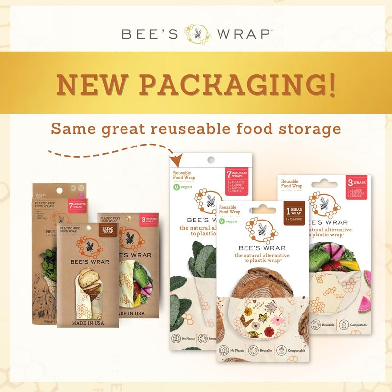 Bee's Wrap Beeswax Wraps for Food - Bread Wrap - Made in USA Reusable Bread Storage Bags - Organic & Eco-Friendly Alternative to Aluminum Foil, Sourdough Bags & Plastic Wrap, Bees + Bears - Image 2