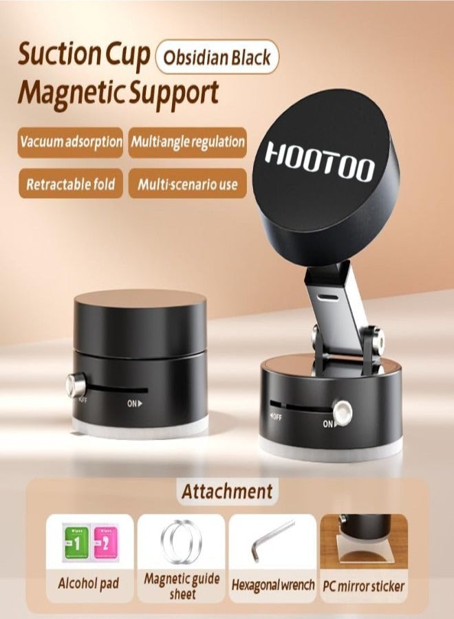 HooToo Car phone holder can be attached to all surfaces. Strong and easy-to-install magnetic phone holder. Suction cup mobile holder car. MagSafe-supported car mobile holder. Adjustable mobile stand for car. 360-degree rotating car holder phone. Hootoo car holder. - Image 2