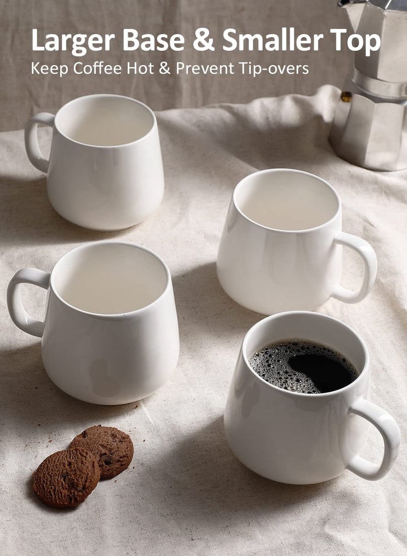 Teocera Coffee Mugs Set of 4-12oz Chip-Resistant Ceramic Cups with Ergonomic Handle | Dishwasher & Microwave Safe White Mugs | Keeps Beverage Hot, Perfect for Family Kitchen & Holiday Gifts - Image 5