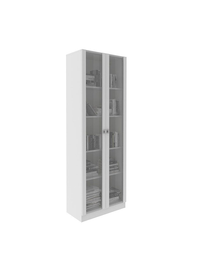 DANUBE HOME Kinsey Tall Office Cabinet With 2 Glass Doors Modern Design Wooden Organiser Cupboard Multifunctional Display Rack Bookcase For Home Office L 59.8x31.5x171.5 Cm White - Image 2