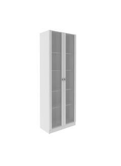 DANUBE HOME Kinsey Tall Office Cabinet With 2 Glass Doors Modern Design Wooden Organiser Cupboard Multifunctional Display Rack Bookcase For Home Office L 59.8x31.5x171.5 Cm White  - Image 3