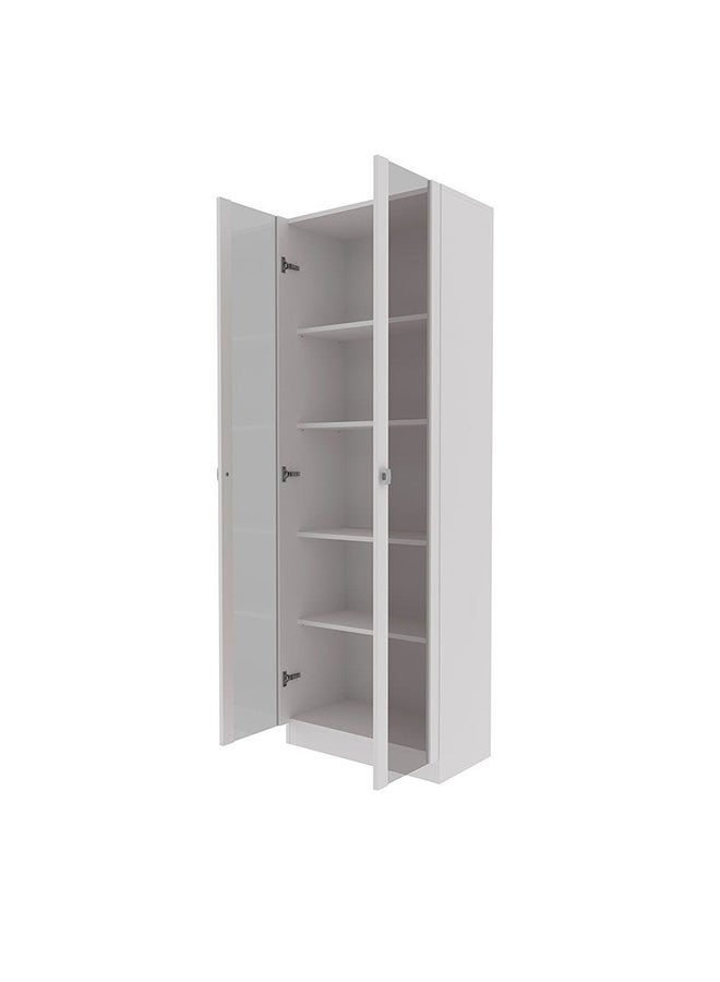 DANUBE HOME Kinsey Tall Office Cabinet With 2 Glass Doors Modern Design Wooden Organiser Cupboard Multifunctional Display Rack Bookcase For Home Office L 59.8x31.5x171.5 Cm White - Image 4
