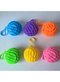 Generic Stress Relief Elastic Worm Sensory Toy Keychain Elastic tennis 16CM 【with Hook】 color mixed hair 