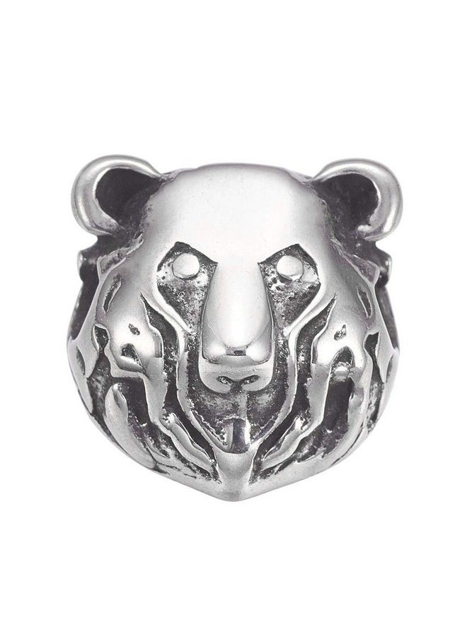 UNICRAFTALE 10Pcs Antique Silver Bear Head Bead 304 Stainless Steel Metal Animal Spacer Beads For Jewelry Findings Bracelet Necklace Making 13.5X13X9Mm Hole 3Mm  - Image 1