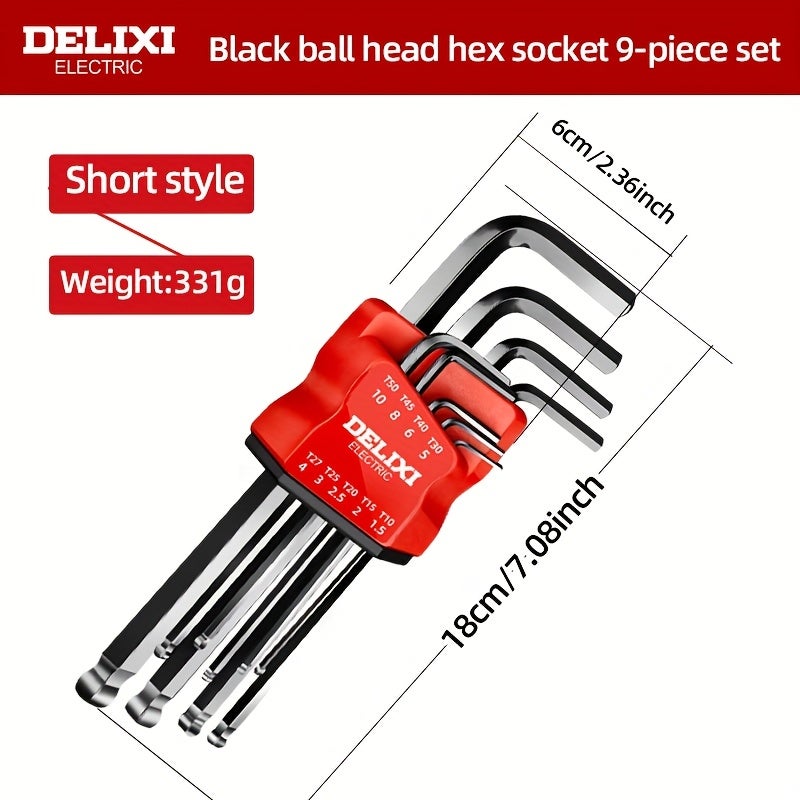 Extra-Long Arm Hex Wrench Set with Ball & Torx Ends - Image 2