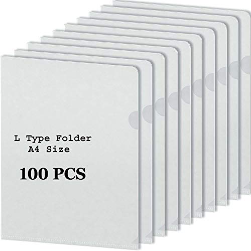 GreatDio® L-Type Transparent A4 Size Document Sleeve | Project Document Holder | Plastic Folder for Documents, Paper and Certificates- 100 Pcs - Image 1