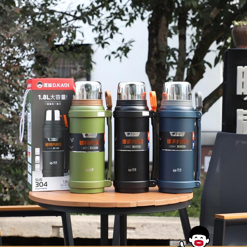 1.8L 9083 Vacuum Travel Pot, 304 Stainless Steel, Dual Lids, Scratch Wear Resistant, Portable Outdoor Water Bottle - Image 3