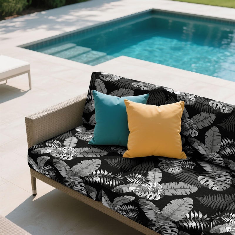pickyNproud 8Pcs Patio Cushion Covers Stretch Outdoor Couch Cushions Slipcovers Replacement Washable Furniture Protector with Elastic Bottom Sofa Chair Seat Cover, Black White - Image 4