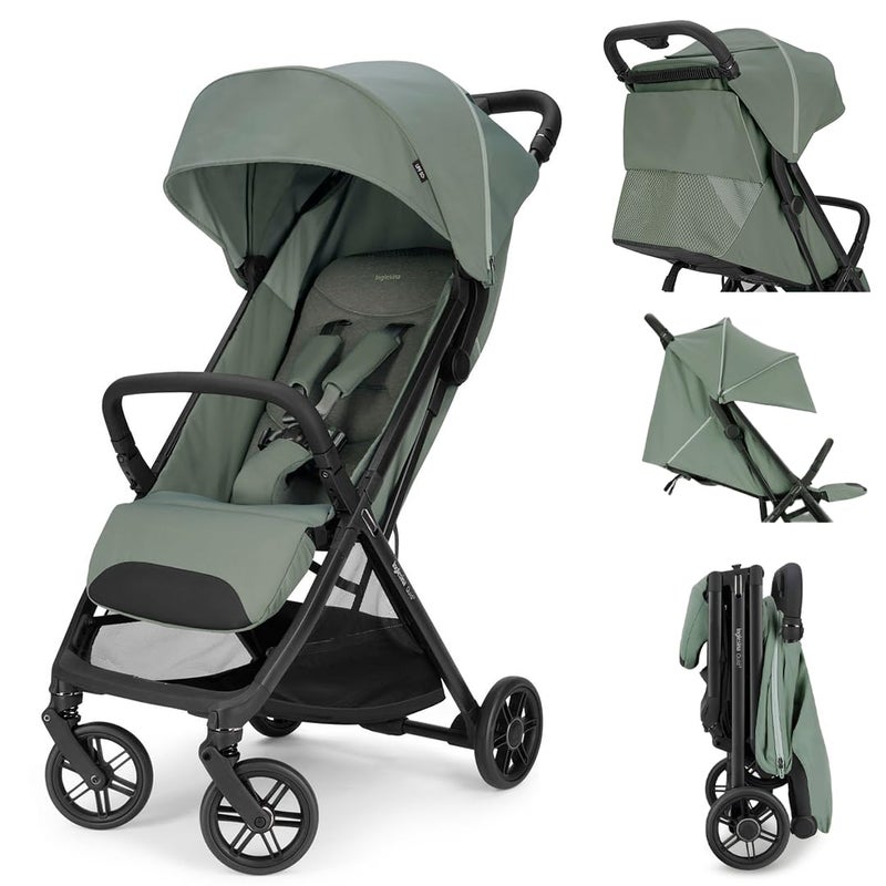 Inglesina Quid Stroller Planet Green Compact Reclining Travel Stroller for Baby Toddler 055 lbs One Hand fold Car seat Compatible Airplane Overhead Lightweight Foldable XL UPF 50 Canopy