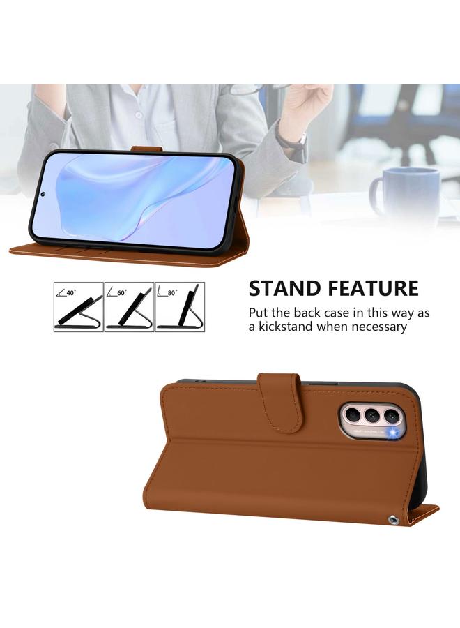 erorex Case For Motorola Moto G31 4G Global Skin Feel Solid Color Leather Phone Case with Lanyard - Image 3