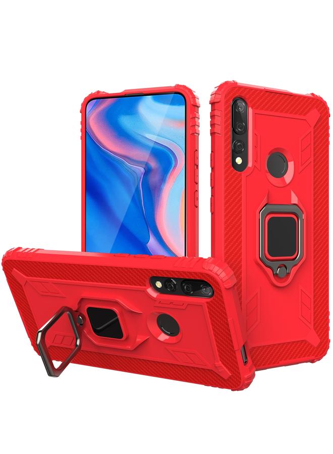 اس-توب جراب لهاتف Huawei Honor 9X مصنوع من ألياف الكربون مع حامل حلقي دوار 360 درجة - Image 1