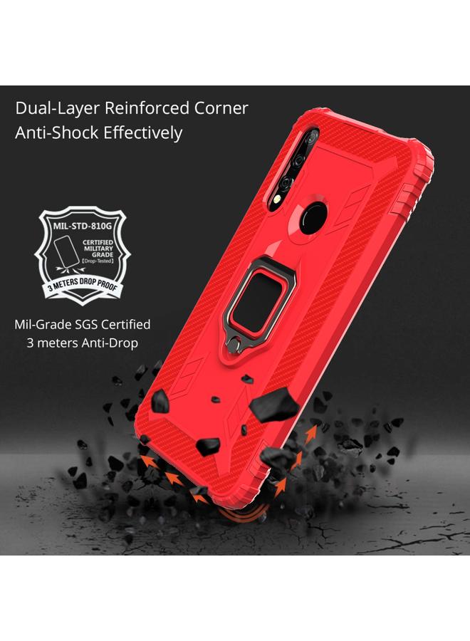 اس-توب جراب لهاتف Huawei Honor 9X مصنوع من ألياف الكربون مع حامل حلقي دوار 360 درجة - Image 3