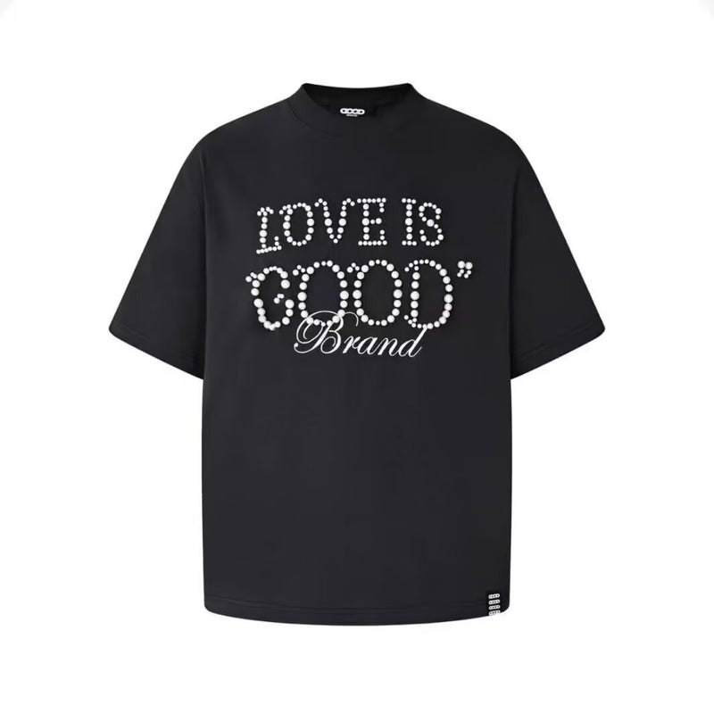 Hip Hop Style Short Sleeve T-Shirt with Pearl Slogan Design for Men and Women - Image 2