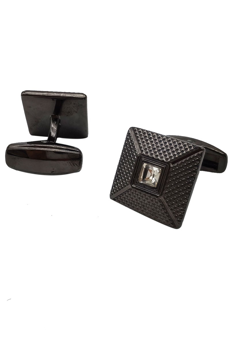 Gold Silver Diamond Square Cufflinks, 2 PCS in One Set Alloy Jewelry Specially Design for Men's Shirt Wedding Business Gift with Delicate Package Box, 2 Colors for Selection  - Image 1