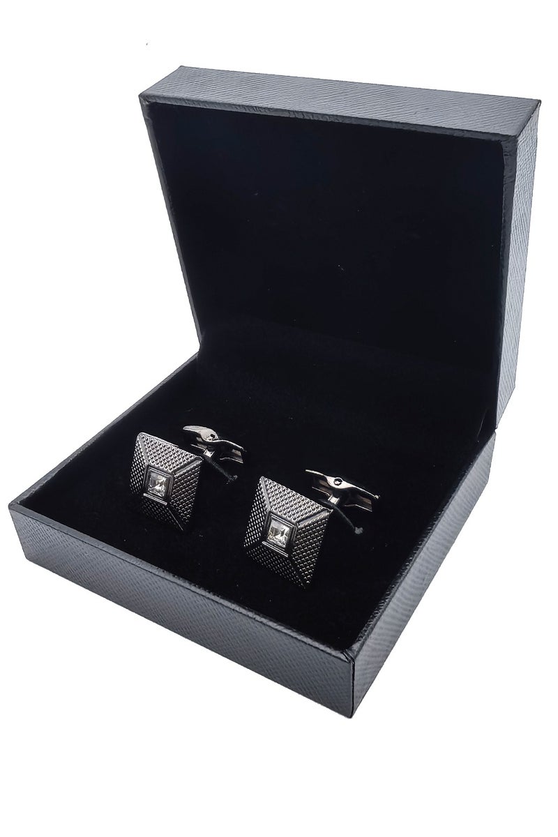 Gold Silver Diamond Square Cufflinks, 2 PCS in One Set Alloy Jewelry Specially Design for Men's Shirt Wedding Business Gift with Delicate Package Box, 2 Colors for Selection  - Image 4