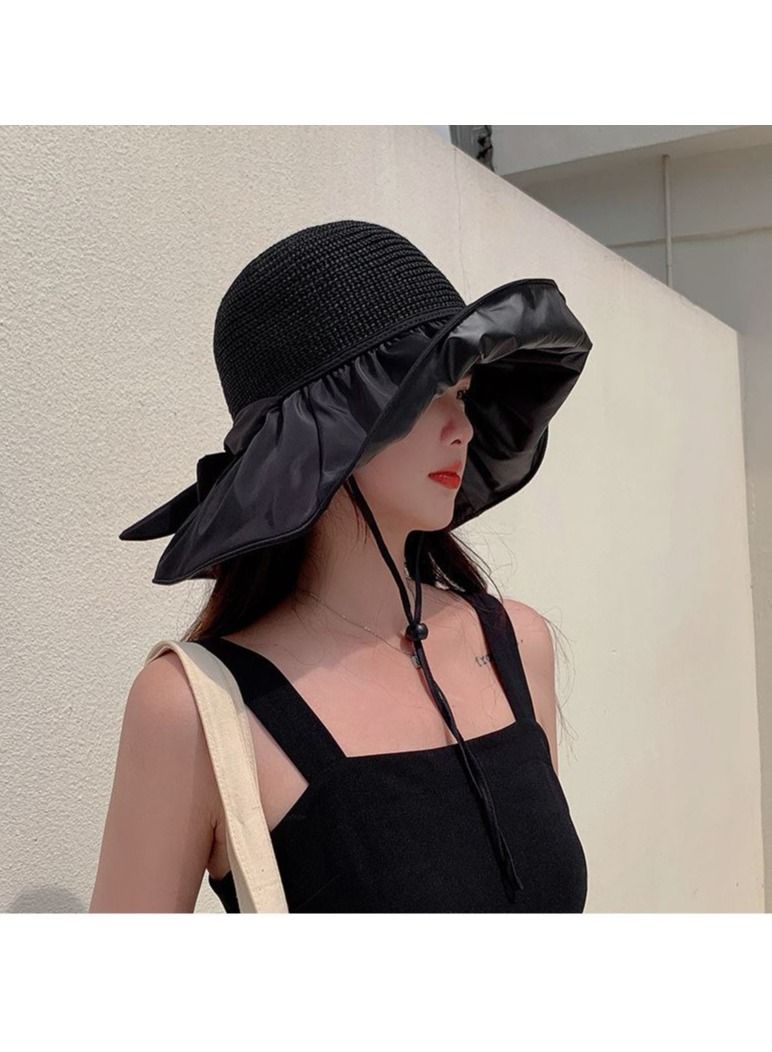 Women Wide Brim Sun Hat Summer Beach Sun Hat Travel Foldable Brim Floppy Beach Hats for Women Outdoor UV Protection Mesh Beach Fishing Bucket Hat - Image 4