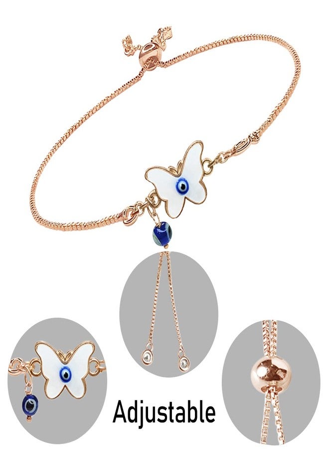 9Dzine Evil Eye Mother Of Pearl Butterfly Bracelet Gift for Women | Adjustable Chain Bracelets For Woman | Birthday Gifts For Girls | Aesthetic Jewellery & Gifts For Girlfriend - Image 3