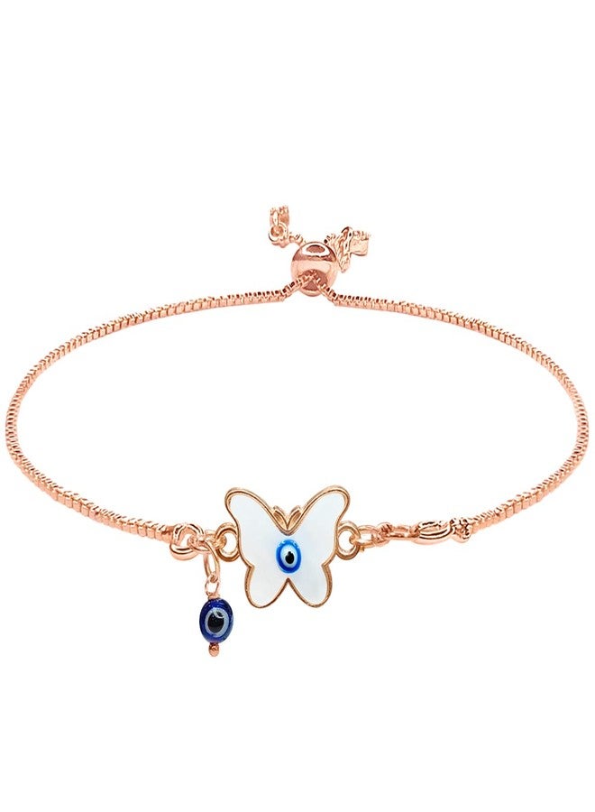 9Dzine Evil Eye Mother Of Pearl Butterfly Bracelet Gift for Women | Adjustable Chain Bracelets For Woman | Birthday Gifts For Girls | Aesthetic Jewellery & Gifts For Girlfriend - Image 1