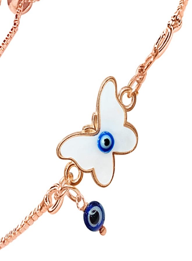 9Dzine Evil Eye Mother Of Pearl Butterfly Bracelet Gift for Women | Adjustable Chain Bracelets For Woman | Birthday Gifts For Girls | Aesthetic Jewellery & Gifts For Girlfriend - Image 5